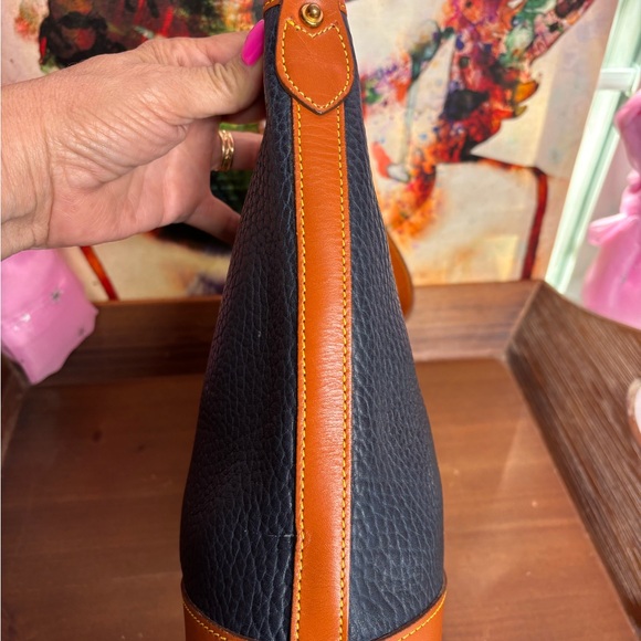 Dooney & Bourke Black and Tan Leather Shoulder Bag - Picture 9 of 13